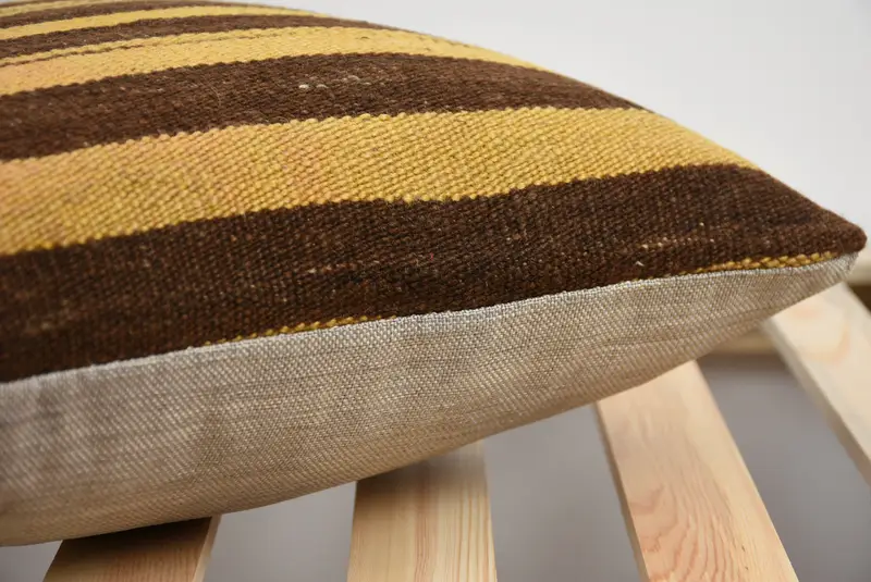 Bolster Pillow, Southwestern Pillow Case, Pillow Cover, Turkish Kilim Pillow, 16x16 Yellow Cushion Case, Boho Pillow Sham Cover, Gift Pillow - 5
