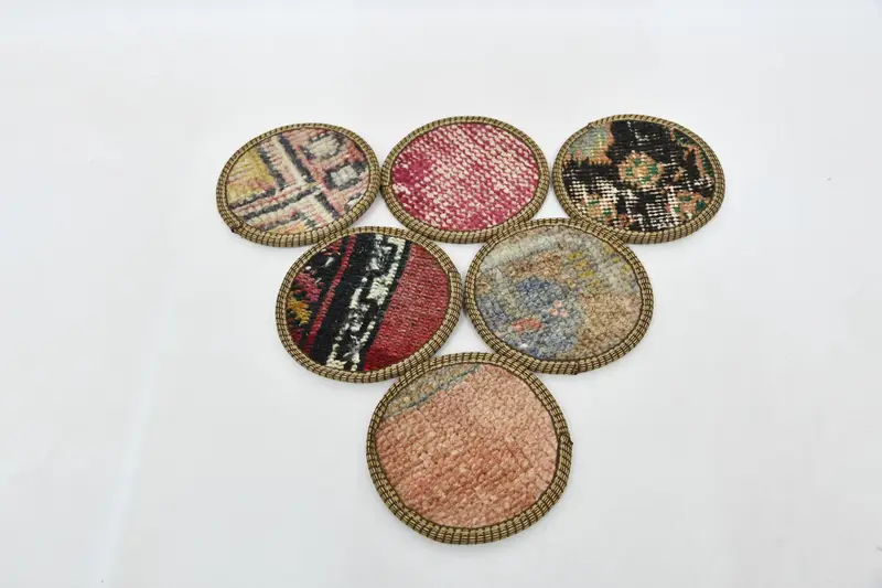 Kaymaz Turuncu ve Kırmızı Bardak Altlıkları, Dayanıklı Yuvarlak İçecek Altlıkları