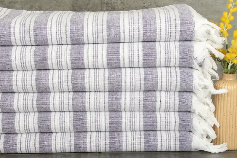 Personalized Halloween Blanket Purple Striped, Beige, Organic Cotton, 40x71 Inches