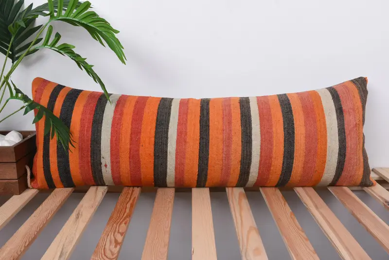 12x36 Red Cushion Cover, Living Room Throw Pillow Cover, Ethnical Kilim Rug Pillow, Pillow Cover, Boho Pillow, Art Deco Pillow Case, Pillow for Sofa - 1