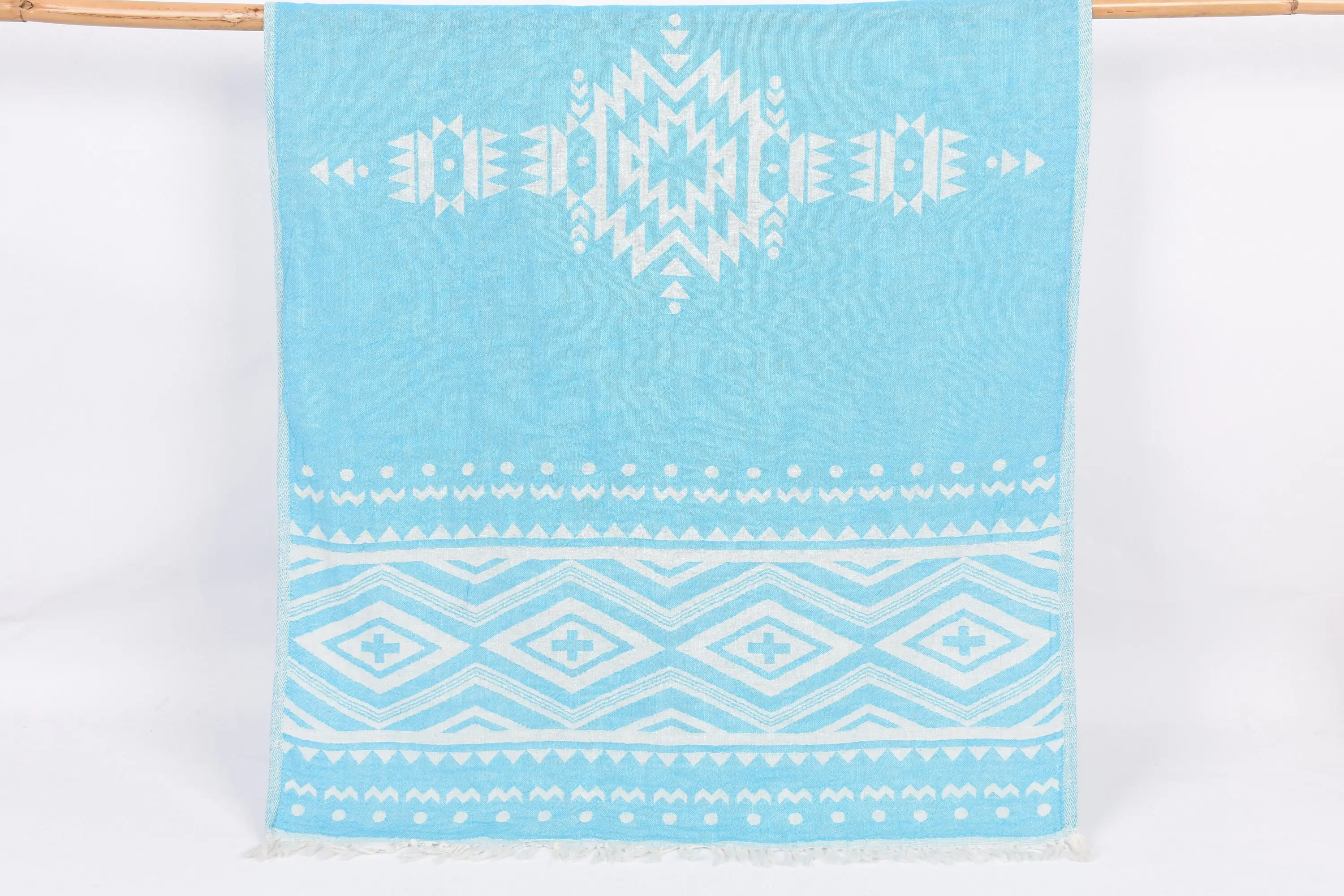 Turkish Organic Cotton Turquoise Plus Design Dish Towel, 40x24 Inches - 1