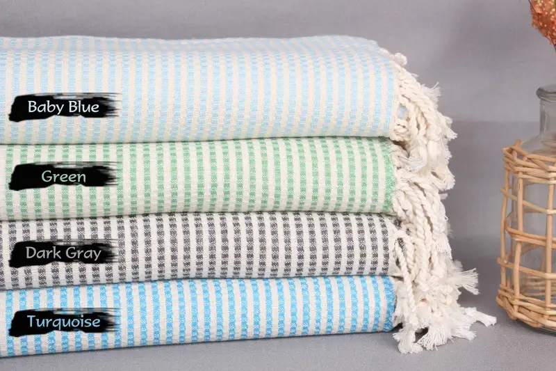 Lightweight quick-dry peshtemal towel for travel, Wedding Shower Gift, 70x40 Cotton Striped Towel, Home Decor Gifts, Luxury towel, Embroidered Towel - 1