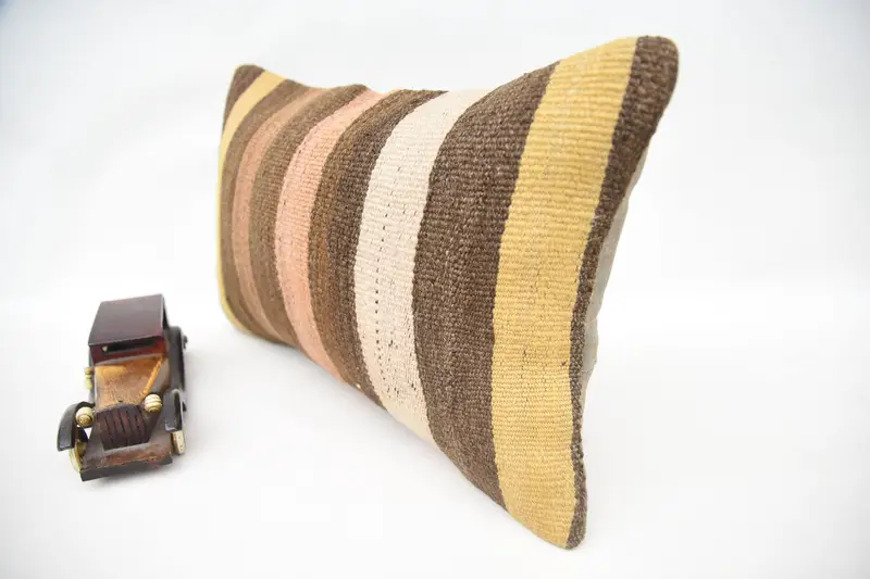 Pillow for Sofa, Cushion, Patio Cushion Case, Vintage Pillow, 12x20 Brown Cushion Cover, Office Chair Pillow Sham, Throw Kilim Pillow - 3