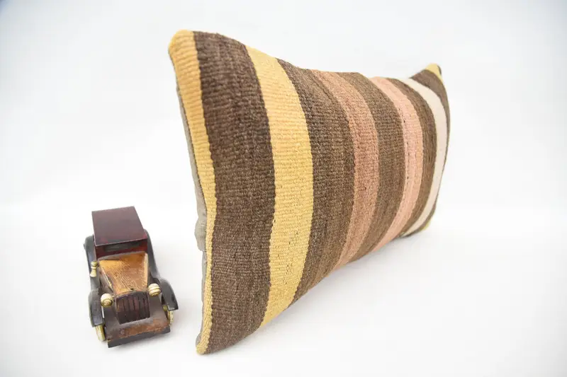Pillow for Sofa, Cushion, Patio Cushion Case, Vintage Pillow, 12x20 Brown Cushion Cover, Office Chair Pillow Sham, Throw Kilim Pillow - 2