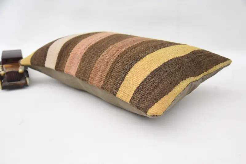 Pillow for Sofa, Cushion, Patio Cushion Case, Vintage Pillow, 12x20 Brown Cushion Cover, Office Chair Pillow Sham, Throw Kilim Pillow - 6