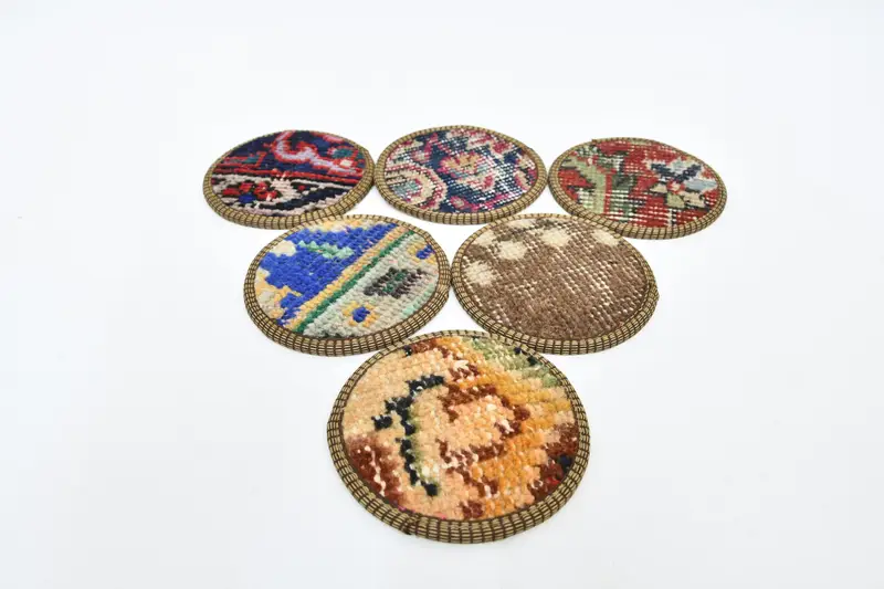 Bohemian Round Coasters, Brown and Bronze Coasters