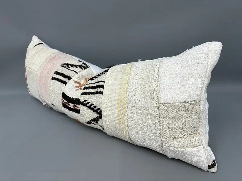 Ethnic Cushion, Ethnical Kilim Rug Pillow, Pillow Case, Tribal Pillow Sham, Pillow for Couch, Kilim Pillow Cover, 16x43 Beige Pillow Cover - 3