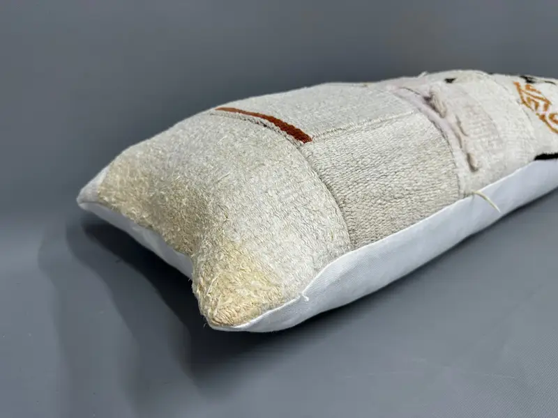 Ethnic Cushion, Ethnical Kilim Rug Pillow, Pillow Case, Tribal Pillow Sham, Pillow for Couch, Kilim Pillow Cover, 16x43 Beige Pillow Cover - 6