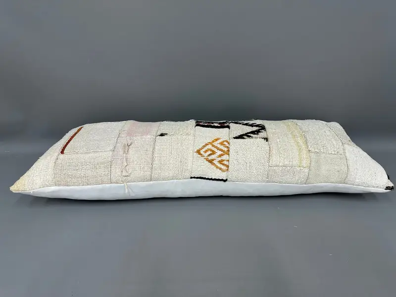 Ethnic Cushion, Ethnical Kilim Rug Pillow, Pillow Case, Tribal Pillow Sham, Pillow for Couch, Kilim Pillow Cover, 16x43 Beige Pillow Cover - 7