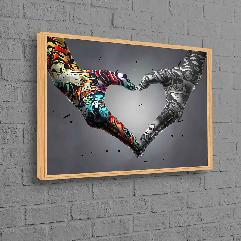 Impresión de lienzo de graffiti contemporáneo inspirado en Banksy - Hand Love Art