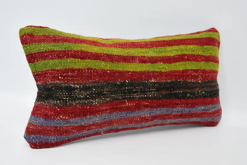 Pillow Sham, Vintage Kilim Pillow, Boho Pillow, Aesthetic Cushion Cover, 8x16 Red Pillow Case, Ikat Pillow Sham, Vintage Pillow - 3