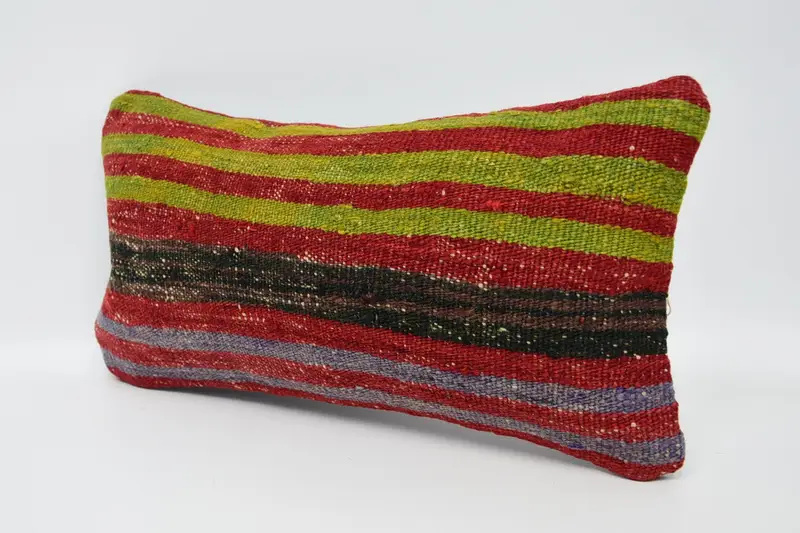 Pillow Sham, Vintage Kilim Pillow, Boho Pillow, Aesthetic Cushion Cover, 8x16 Red Pillow Case, Ikat Pillow Sham, Vintage Pillow - 4