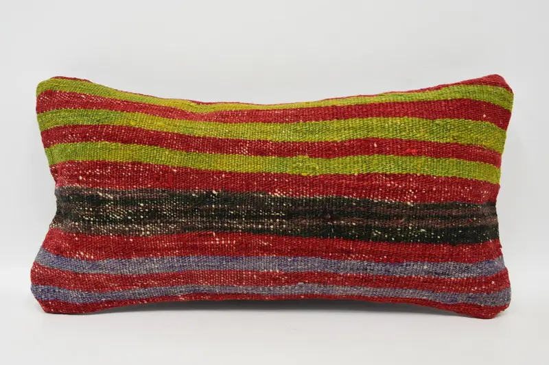 Pillow Sham, Vintage Kilim Pillow, Boho Pillow, Aesthetic Cushion Cover, 8x16 Red Pillow Case, Ikat Pillow Sham, Vintage Pillow - 1