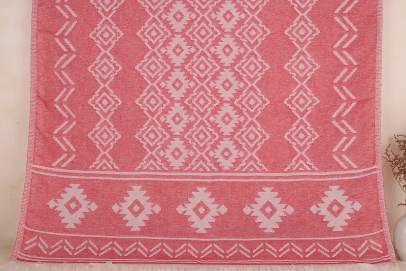 パーソナライズされたトルコビーチタオル レッドベージュ、40x73インチ