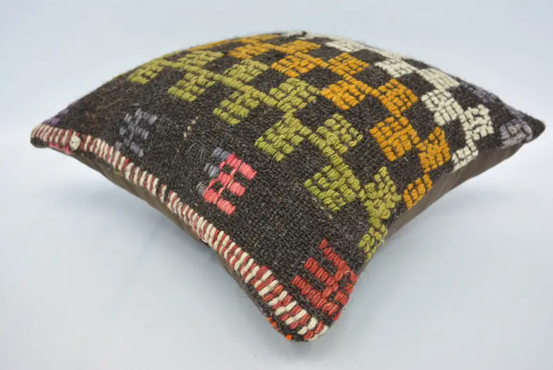 Kilim Pillow, Pillow Cover, Bed Pillow, Antique Pillows, Pet Pillow Cover, 14x14 Orange Cushion Case, Decorative Throw Pillow, Turkish Pillow - 6