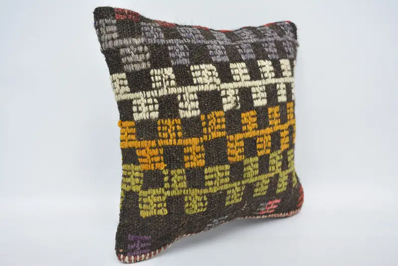 Kilim Pillow, Pillow Cover, Bed Pillow, Antique Pillows, Pet Pillow Cover, 14x14 Orange Cushion Case, Decorative Throw Pillow, Turkish Pillow - 3