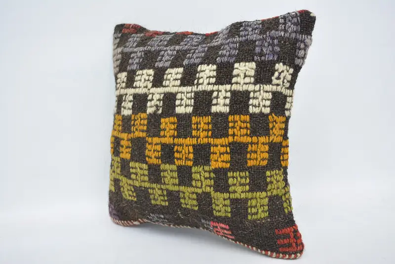 Kilim Pillow, Pillow Cover, Bed Pillow, Antique Pillows, Pet Pillow Cover, 14x14 Orange Cushion Case, Decorative Throw Pillow, Turkish Pillow - 4