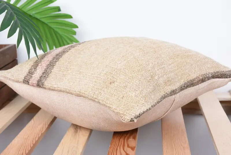 Interior Designer Pillow, Handmade Kilim Cushion, Vintage Throw Pillow Case, Pillow Case, 14x14 Beige Pillow Cover, Turkish Kilim Pillow - 6