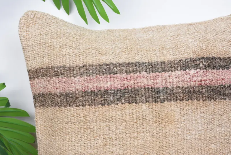 Interior Designer Pillow, Handmade Kilim Cushion, Vintage Throw Pillow Case, Pillow Case, 14x14 Beige Pillow Cover, Turkish Kilim Pillow - 2