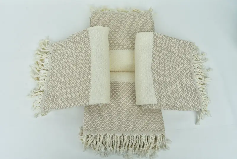 Plaj havlu hediyesi, el yapımı hediye, onun için kişiselleştirilmiş hediye, el dokuması organik Türk havlu spa, 70x36 keten elmas havlu, işlemeli havlu - 6