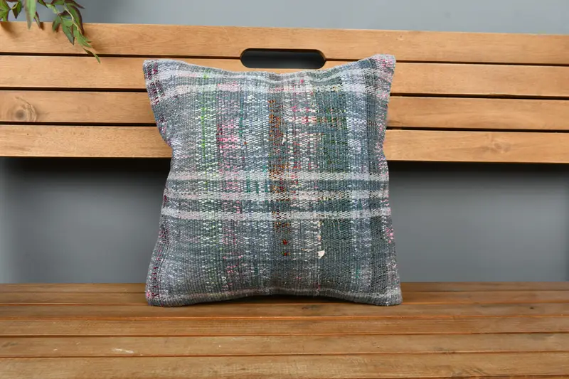 Pillow Cover, Pillow for Sofa, Throw Kilim Pillow, 16x16 Gray Pillow Case, Anatolian Cushion, Designer Throw Pillow Case, Kilim Cushion Sham - 6