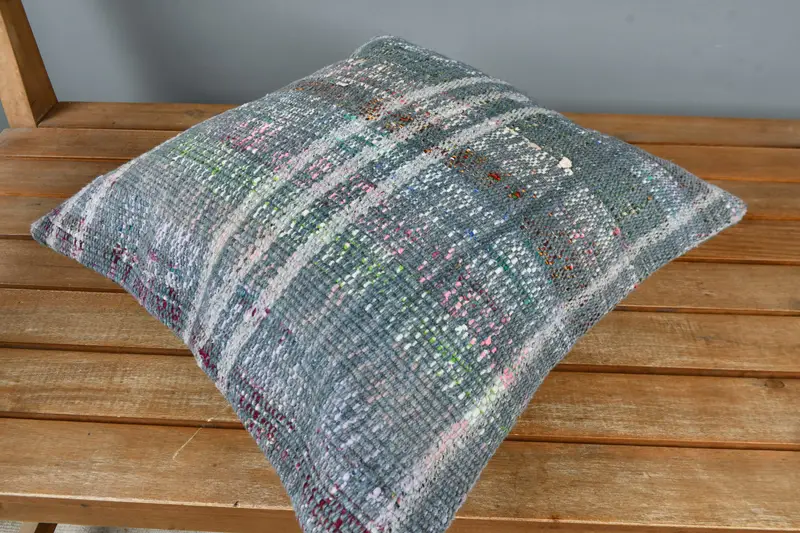 Pillow Cover, Pillow for Sofa, Throw Kilim Pillow, 16x16 Gray Pillow Case, Anatolian Cushion, Designer Throw Pillow Case, Kilim Cushion Sham - 2