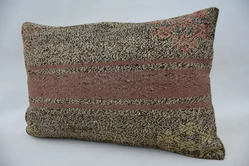 Boho Chic Pillow Sham, 16x24 Beige Cushion Case, Gift Pillow, Vintage Pillow, Rustic Pillow, Ethnical Kilim Rug Pillow, Pillow - 3