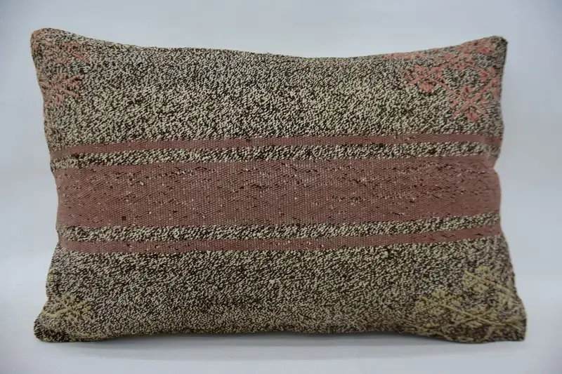 Boho Chic Pillow Sham, 16x24 Beige Cushion Case, Gift Pillow, Vintage Pillow, Rustic Pillow, Ethnical Kilim Rug Pillow, Pillow - 1