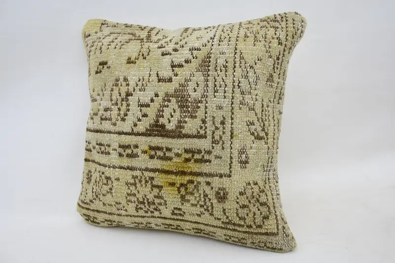 Turkish Corner Cushion, Gift Pillow, Vintage Pillow, Turkish Pillow, Cushion Cover, 18x18 Beige Pillow Sham, Decorative Cushion Cover - 3