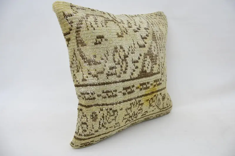 Turkish Corner Cushion, Gift Pillow, Vintage Pillow, Turkish Pillow, Cushion Cover, 18x18 Beige Pillow Sham, Decorative Cushion Cover - 2