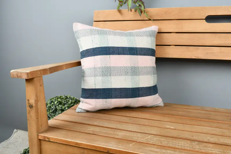 Neutral Pillow Case, Decorative Throw Pillow Sham, Vintage Kilim Pillow, Pillow Sham, 16x16 Blue Cushion, Boho Pillow, Boho Pillow Sham Cover - 1
