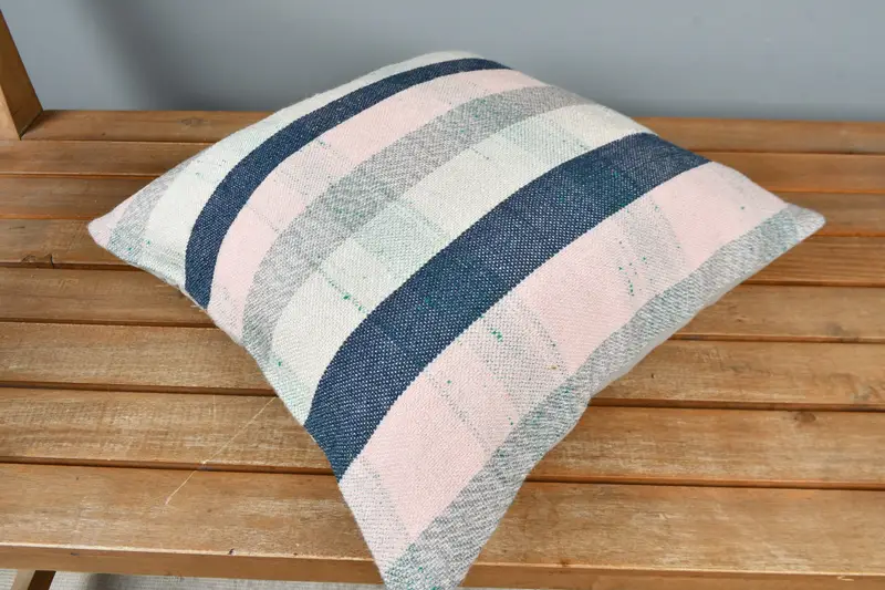Neutral Pillow Case, Decorative Throw Pillow Sham, Vintage Kilim Pillow, Pillow Sham, 16x16 Blue Cushion, Boho Pillow, Boho Pillow Sham Cover - 2