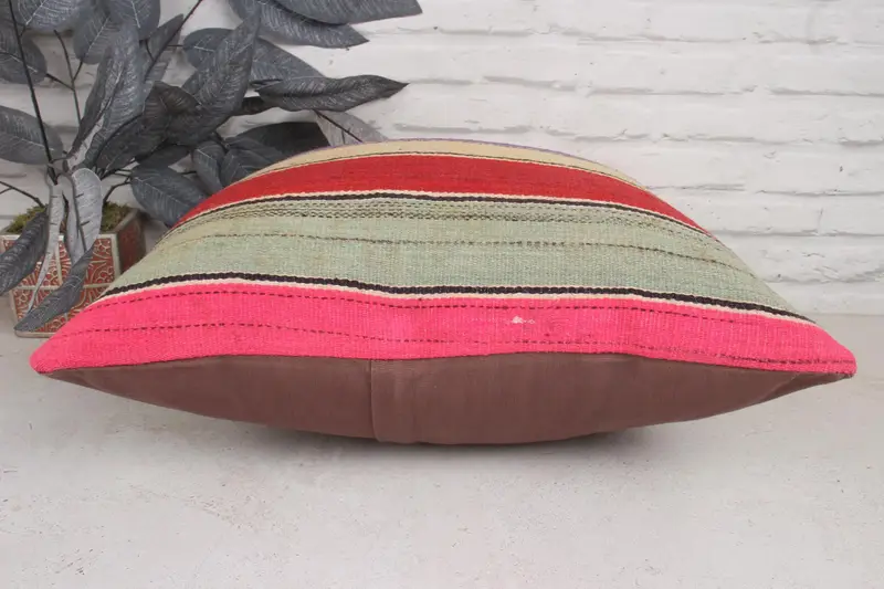 Kilim Cushion Sham, 20x20 Purple Cushion, Kilim Pillow, Cushion Case, Pillow for Sofa, Kilim Rug Cushion, Turkish Rugs Cushion Case - 5