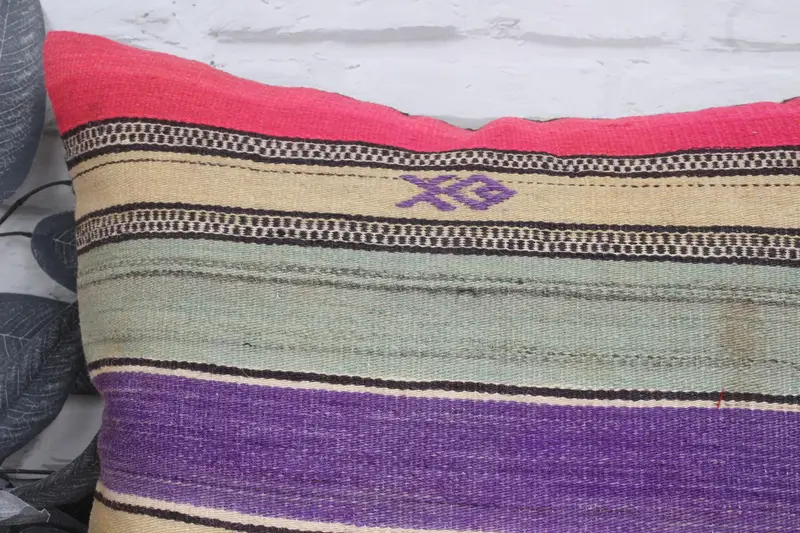 Kilim Cushion Sham, 20x20 Purple Cushion, Kilim Pillow, Cushion Case, Pillow for Sofa, Kilim Rug Cushion, Turkish Rugs Cushion Case - 2