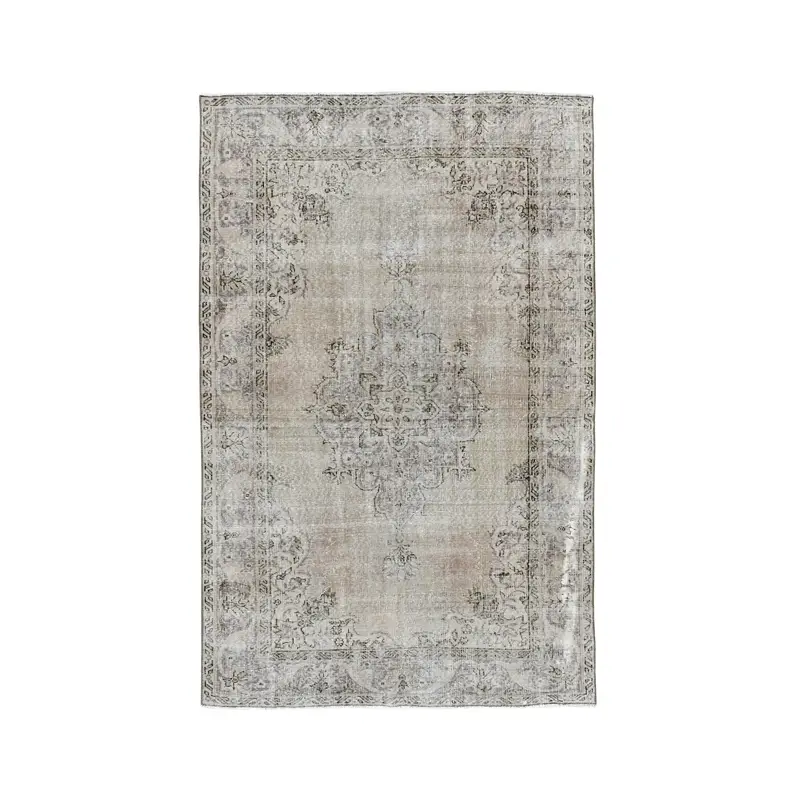 5.2x7.8 ft Oushak Rug, Vintage Turkish Rug, Gray Brown Ombré Rug - 1