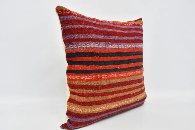 Cushion, Couch Pillow Cover, Patio Pillow Cover, 28x28 Red Cushion Cover, Ethnical Kilim Rug Pillow, Pillow for Sofa, Kilim Cushion Sham - 3