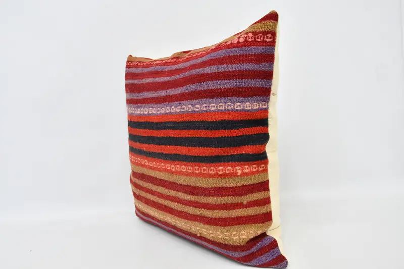 Cushion, Couch Pillow Cover, Patio Pillow Cover, 28x28 Red Cushion Cover, Ethnical Kilim Rug Pillow, Pillow for Sofa, Kilim Cushion Sham - 4