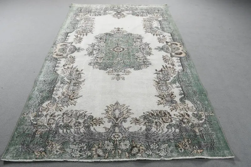 Oushak Teppich, 5,3x8,9 ft Vintage Teppich, grüner marokkanischer Teppich aus Wolle - 1