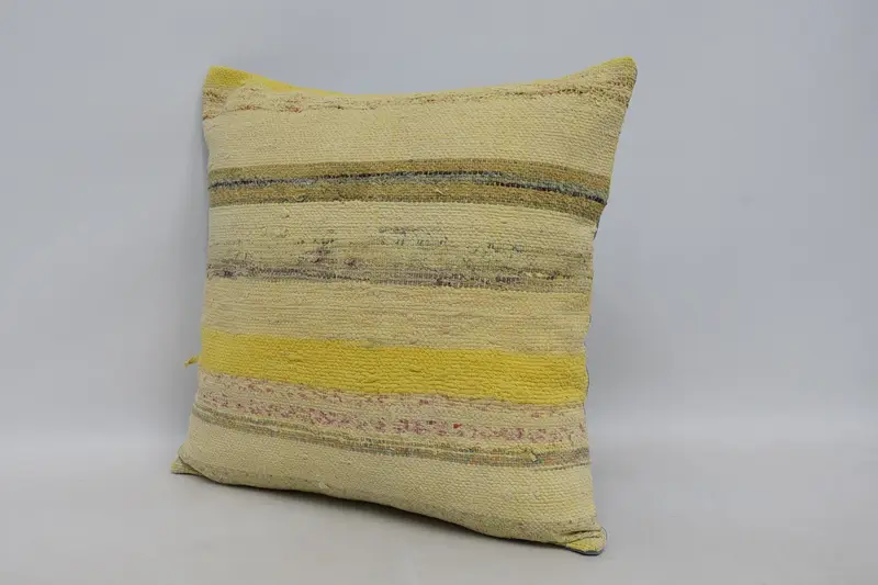 Kilim Pillow, Patio Cushion Cover, 22x22 Beige Pillow Sham, Throw Kilim Pillow, Turkish Kilim Pillow, Pastel Pillow Sham, Cushion - 4