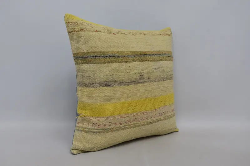 Kilim Pillow, Patio Cushion Cover, 22x22 Beige Pillow Sham, Throw Kilim Pillow, Turkish Kilim Pillow, Pastel Pillow Sham, Cushion - 3