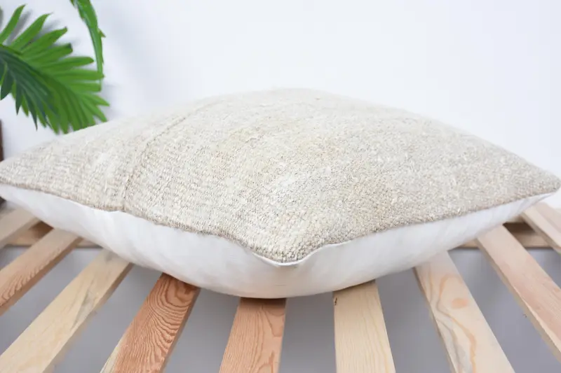 Kilim Pillow, Kilim Cushion Sham, Pillow, Pastel Cushion Cover, Vintage Pillow, 18x18 Beige Pillow Sham, Ethnic Throw Pillow - 6