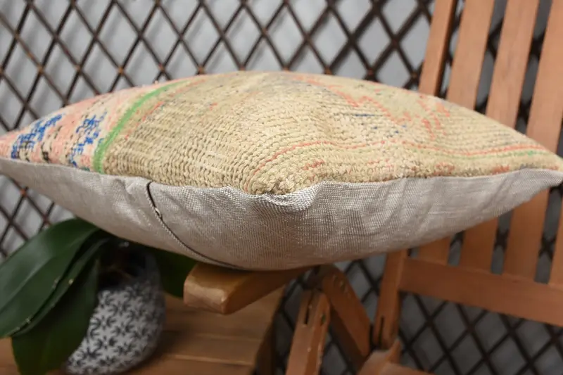 Boho Pillow Sham Cover, Neutral Cushion Case, Cushion, 16x16 Red Cushion, Meditation Pillow, Boho Pillow, Custom Pillow Case, Handmade Kilim Cushion - 6