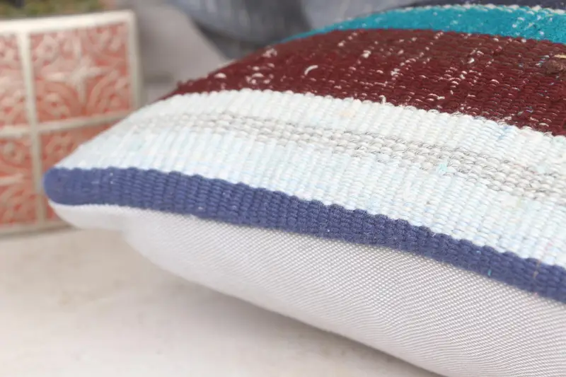 Interior Designer Pillow, Gift Pillow, Pillow Cover, Couch Pillow Case, 12x12 Blue Pillow Case, Natural Pillow, Kilim Cushion Sham - 7