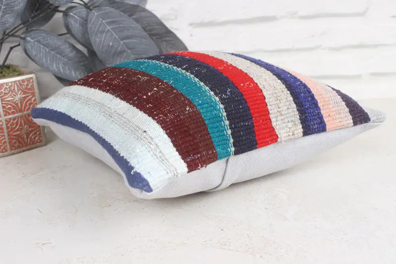Interior Designer Pillow, Gift Pillow, Pillow Cover, Couch Pillow Case, 12x12 Blue Pillow Case, Natural Pillow, Kilim Cushion Sham - 6