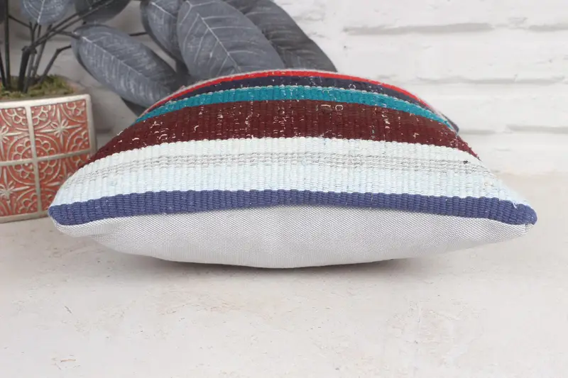 Interior Designer Pillow, Gift Pillow, Pillow Cover, Couch Pillow Case, 12x12 Blue Pillow Case, Natural Pillow, Kilim Cushion Sham - 5