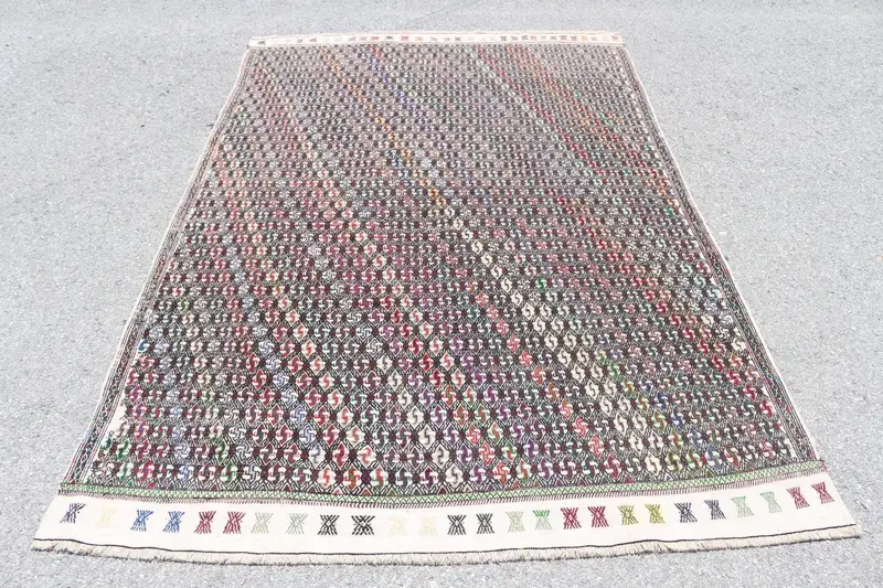 5,4x7,7 ft Teppich, türkischer Vintage Teppich, roter floraler Wollteppich - 1