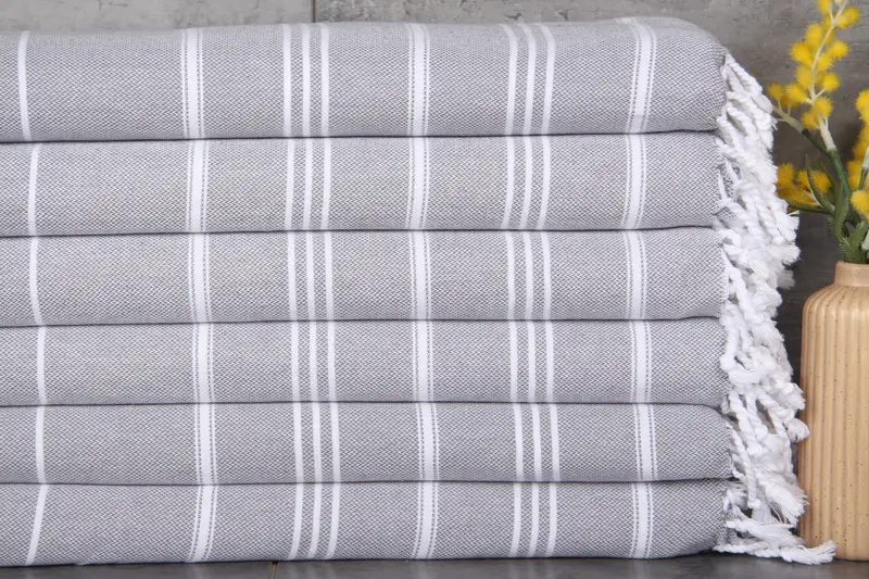 Monogrammed Hand Towel Gray Striped Bath Towel, 24x40 Inches