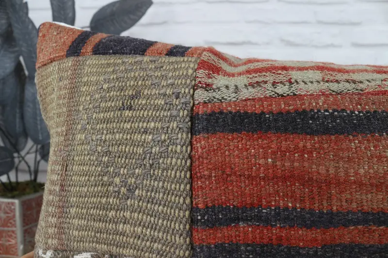 Handwoven Pillow Cover Pillow Cover, 12x48 Red Pillow Sham, Gift Pillow, Pillow Cover, Ethnical Kilim Rug Pillow, Pillow for Sofa - 5