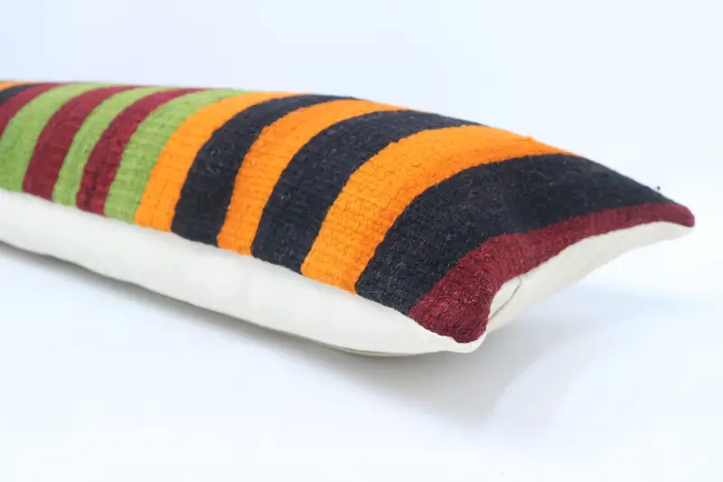 Vintage Cushion Cover, Turkish Corner Pillow Cover, Gift Pillow, Vintage Pillow, Cushion Case, 12x48 Green Cushion Cover, Throw Kilim Pillow - 6
