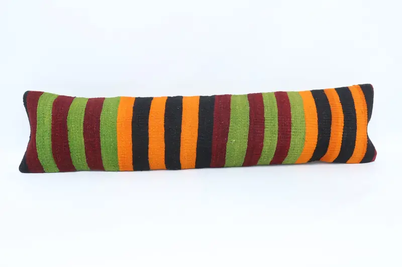 Vintage Cushion Cover, Turkish Corner Pillow Cover, Gift Pillow, Vintage Pillow, Cushion Case, 12x48 Green Cushion Cover, Throw Kilim Pillow - 1
